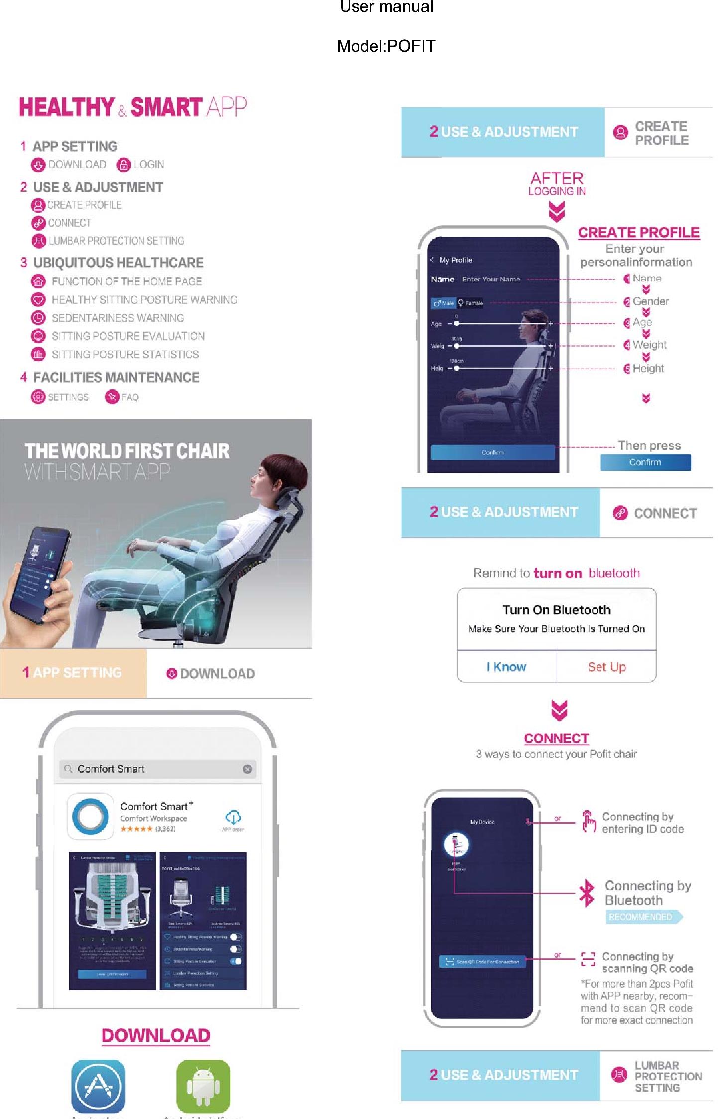 COMFORT OFFICE FURNITURE POFIT Smart Office Chair User Manual POFITAPP