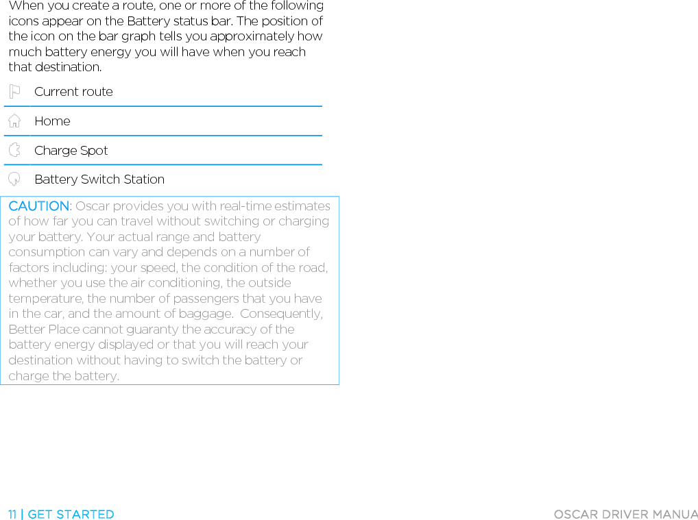  OSCAR DRIVER MANUAL  GET STARTED | 12  