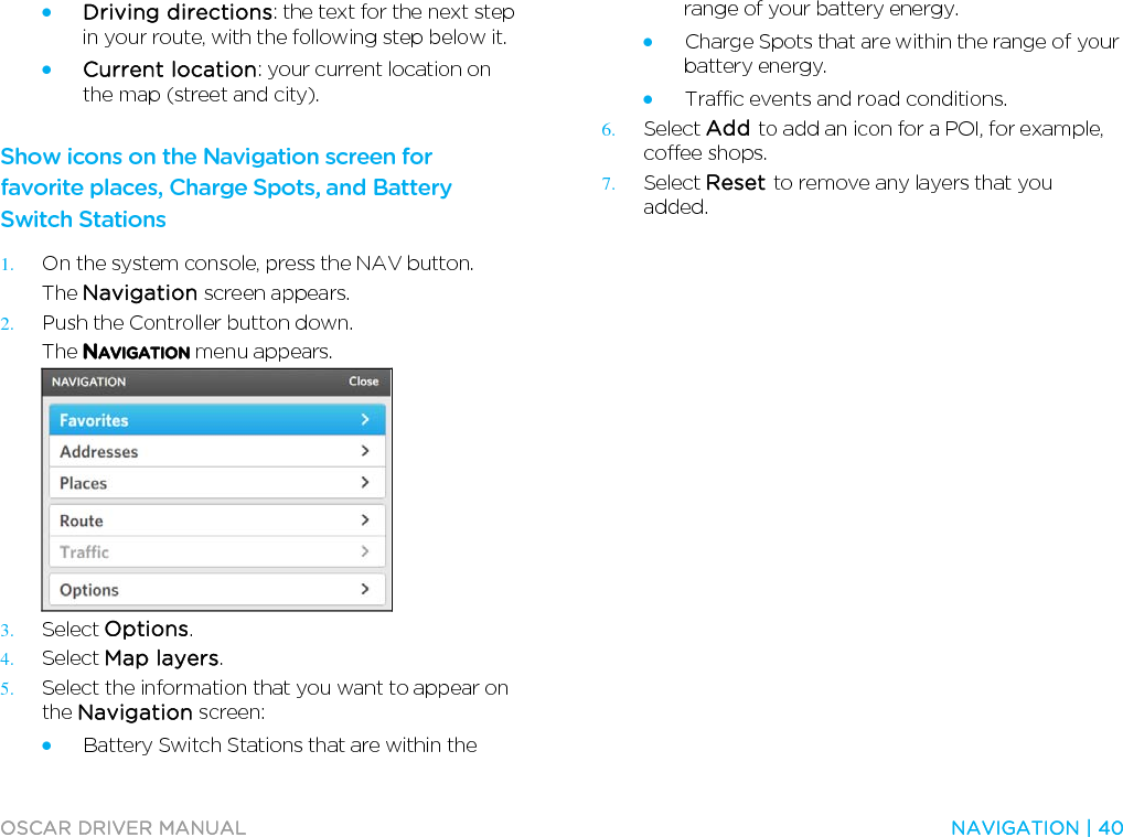  41 | NAVIGATION  OSCAR DRIVER MANUAL  