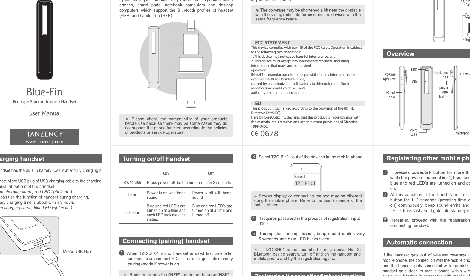 CORE OPTIX TZC-BH01 Blue-fin User Manual 2011 12 20 BlueFin UserManual ...