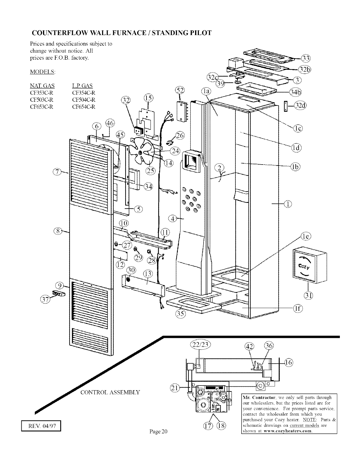 COZY Furnace Wall Manual L0805260