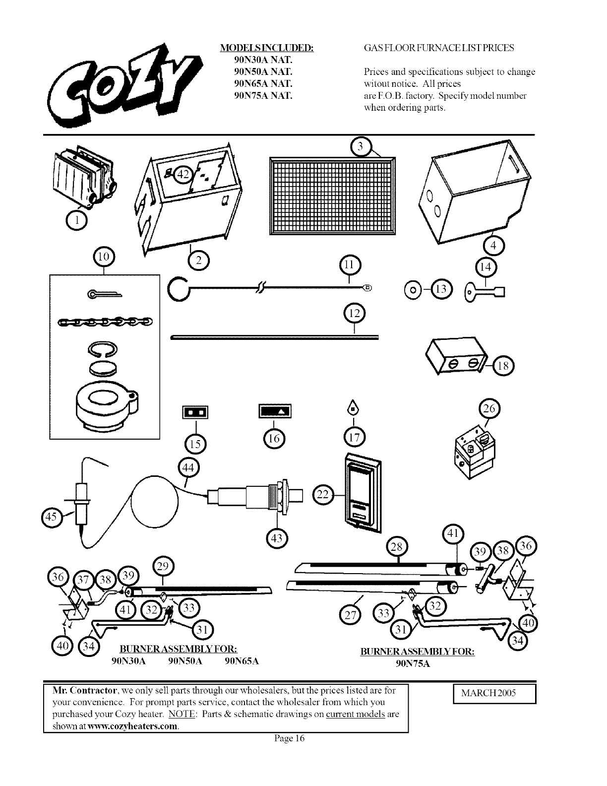 COZY Furnace Floor Manual L0805264