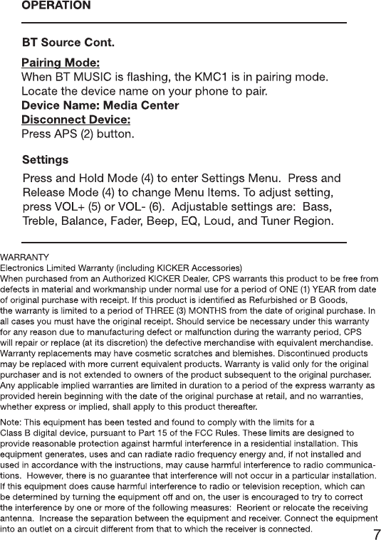 CPS Distributors KMC1 WATERPROOF MP3 RADIO RECEIVER User Manual