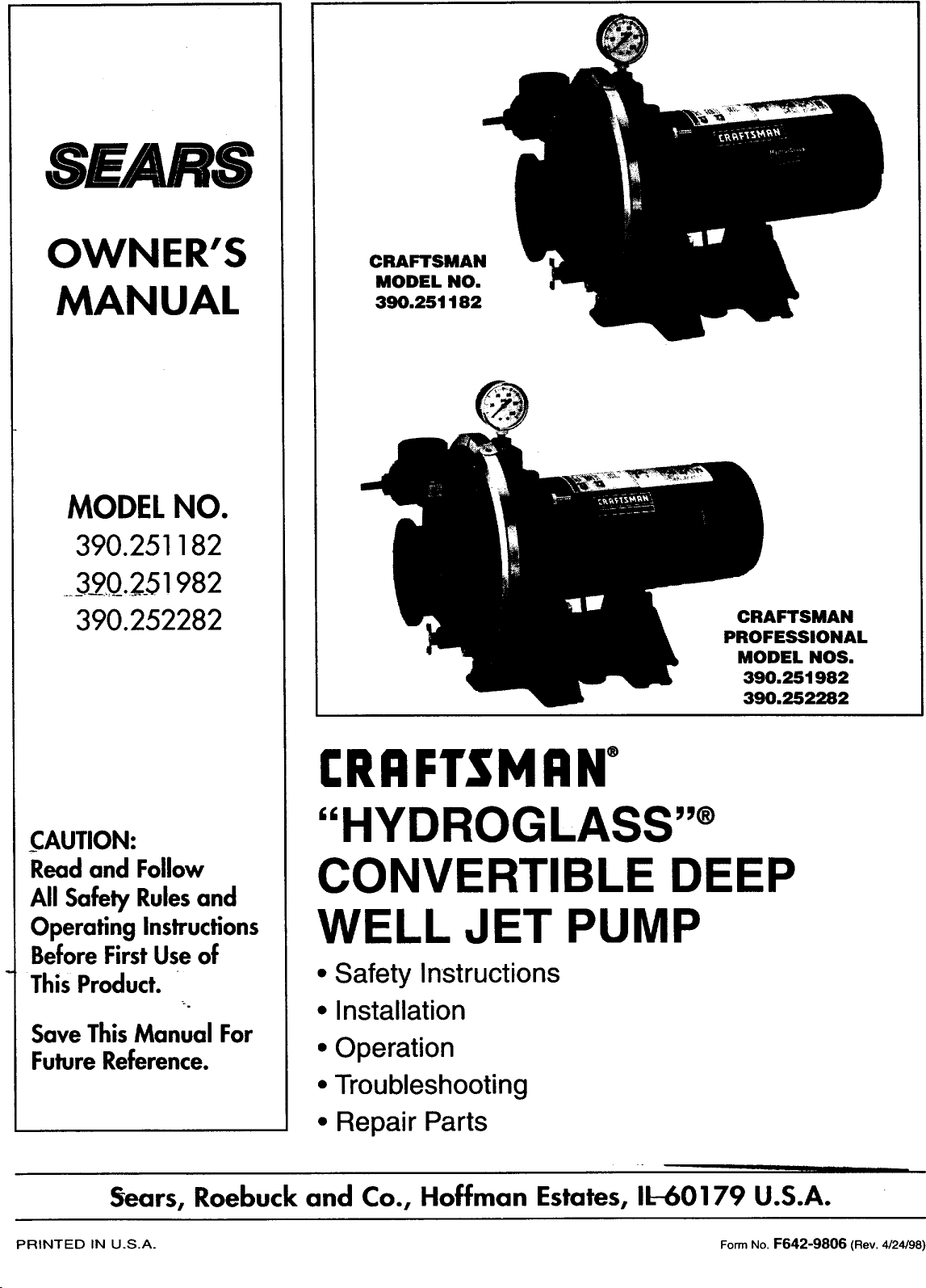 Craftsman Pump Manual 98080211