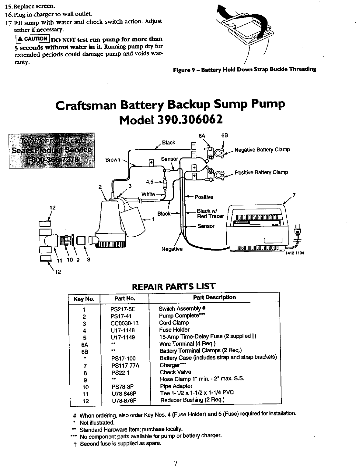 Page 7 of 8 - CRAFTSMAN  Sump Pump Manual 99010020