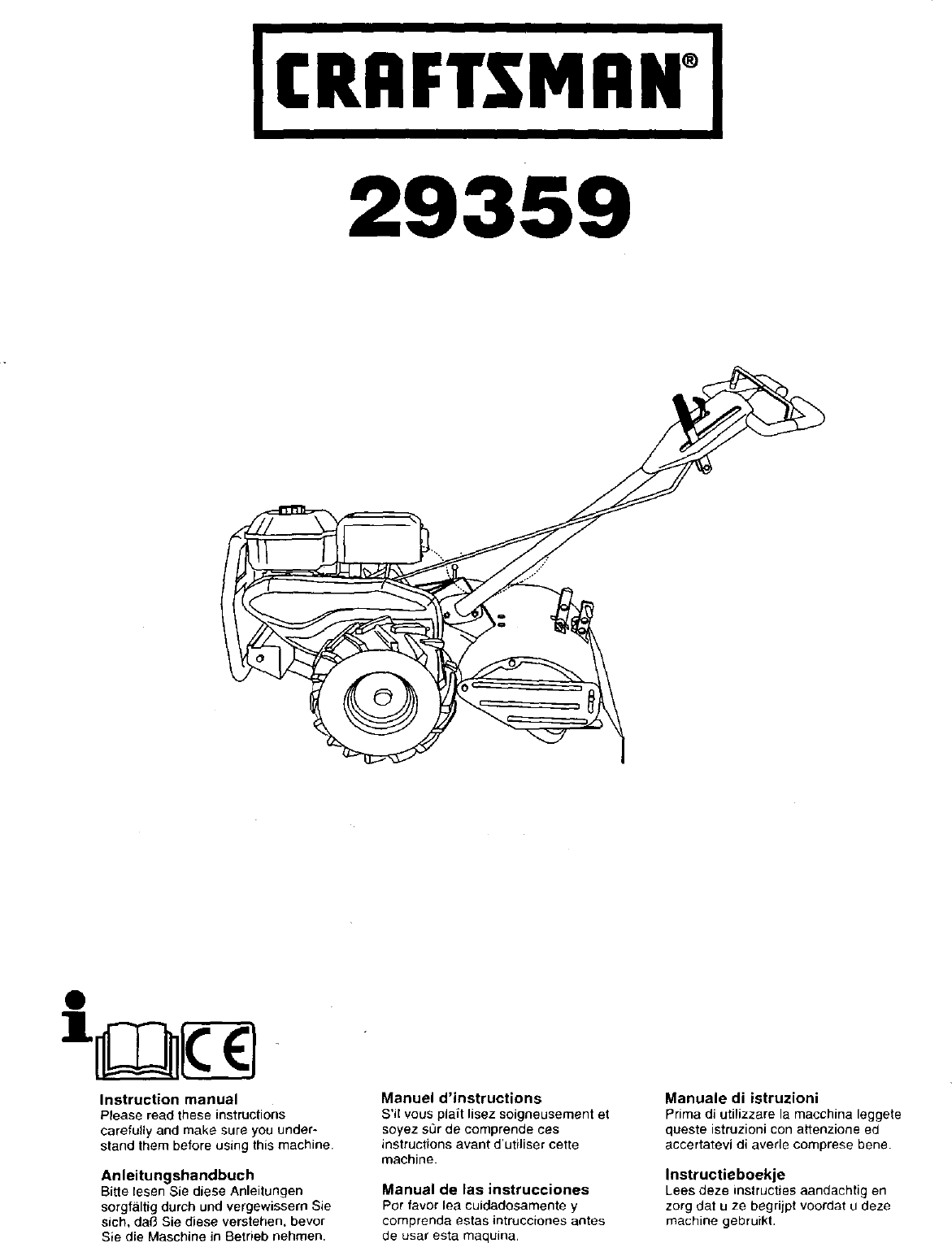 CRAFTSMAN Rear Tine, Gas Tiller Manual L0104156