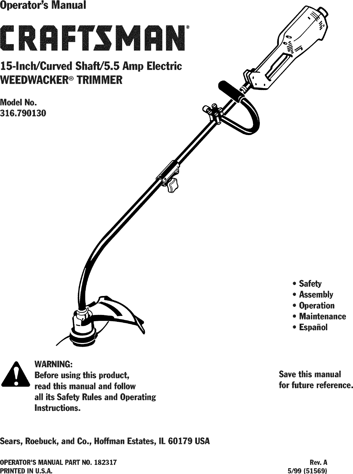 CRAFTSMAN Line Trimmers/Weedwackers, Gas Manual L0712141