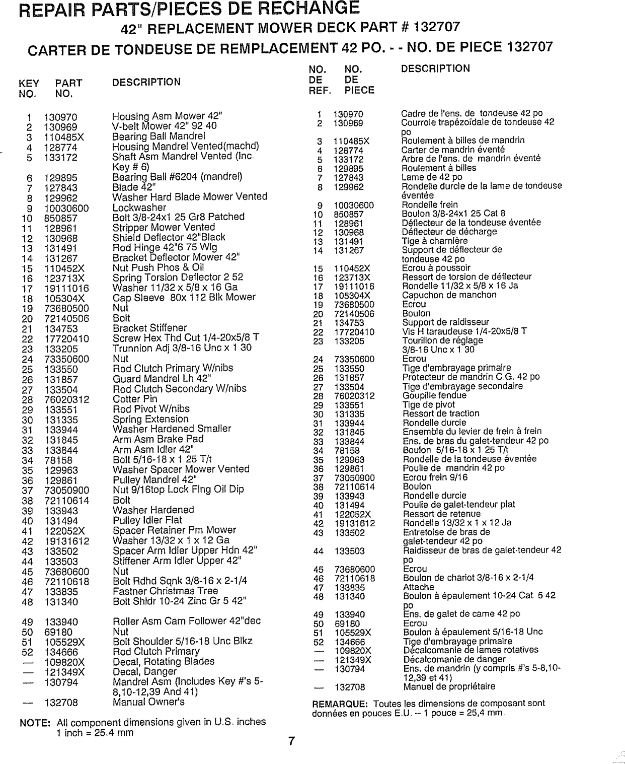 Page 7 of 8 - CRAFTSMAN  Mower Deck Manual L0909630