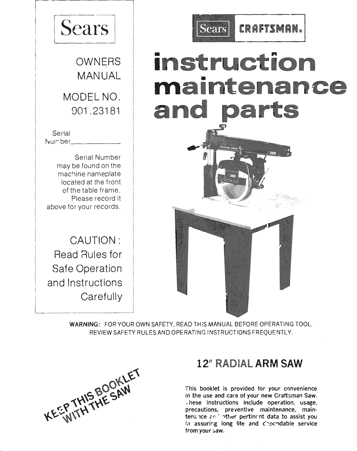CRAFTSMAN Saw Radial Manual L0912100