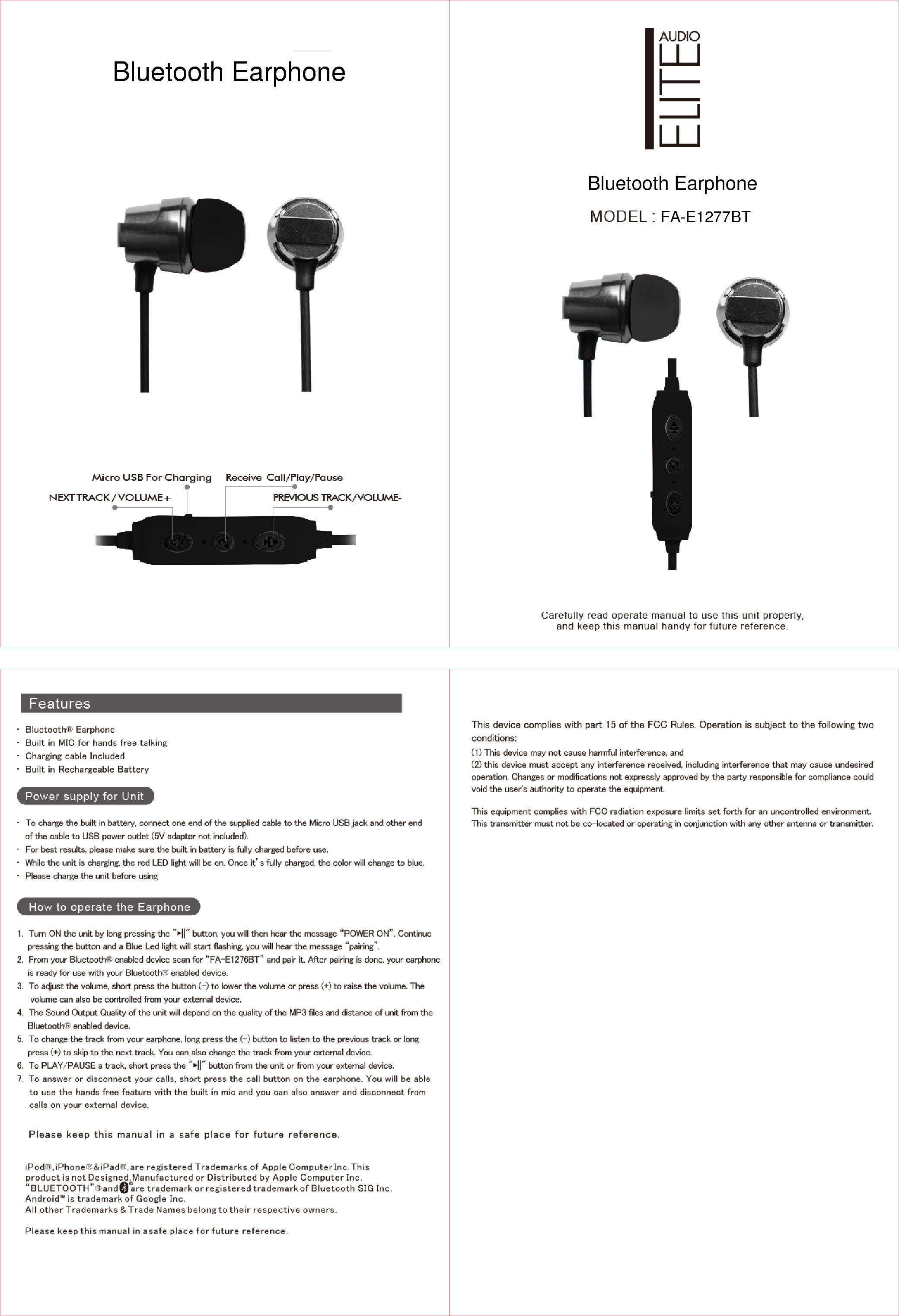 Bluetooth EarphoneBluetooth EarphoneFA-E1277BT