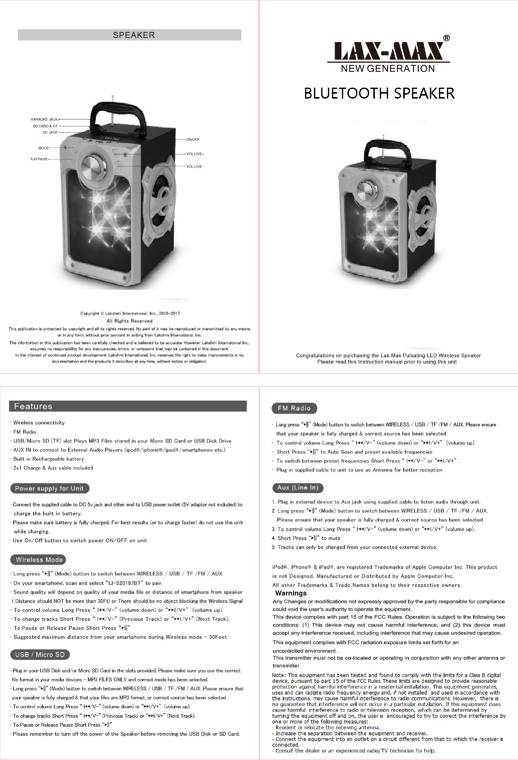 KARAOKE JACKSD CARD &amp; OTDC JACKMOCEPLAY/PAUSEON/OFFVOL LIVE+VOL LIVE-Warnings