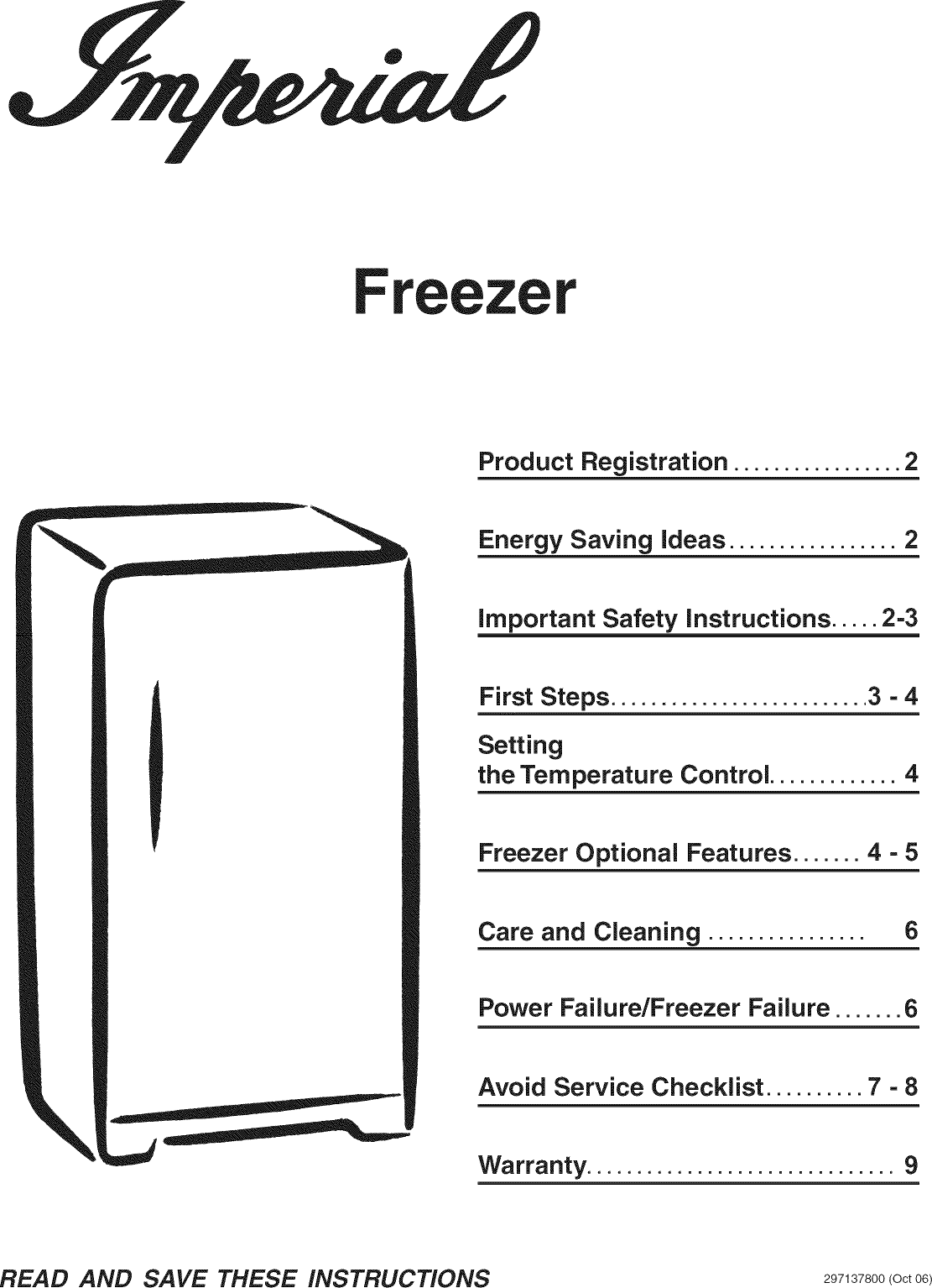 Page 1 of 9 - CROSLEY  Upright Freezer Manual L0812640