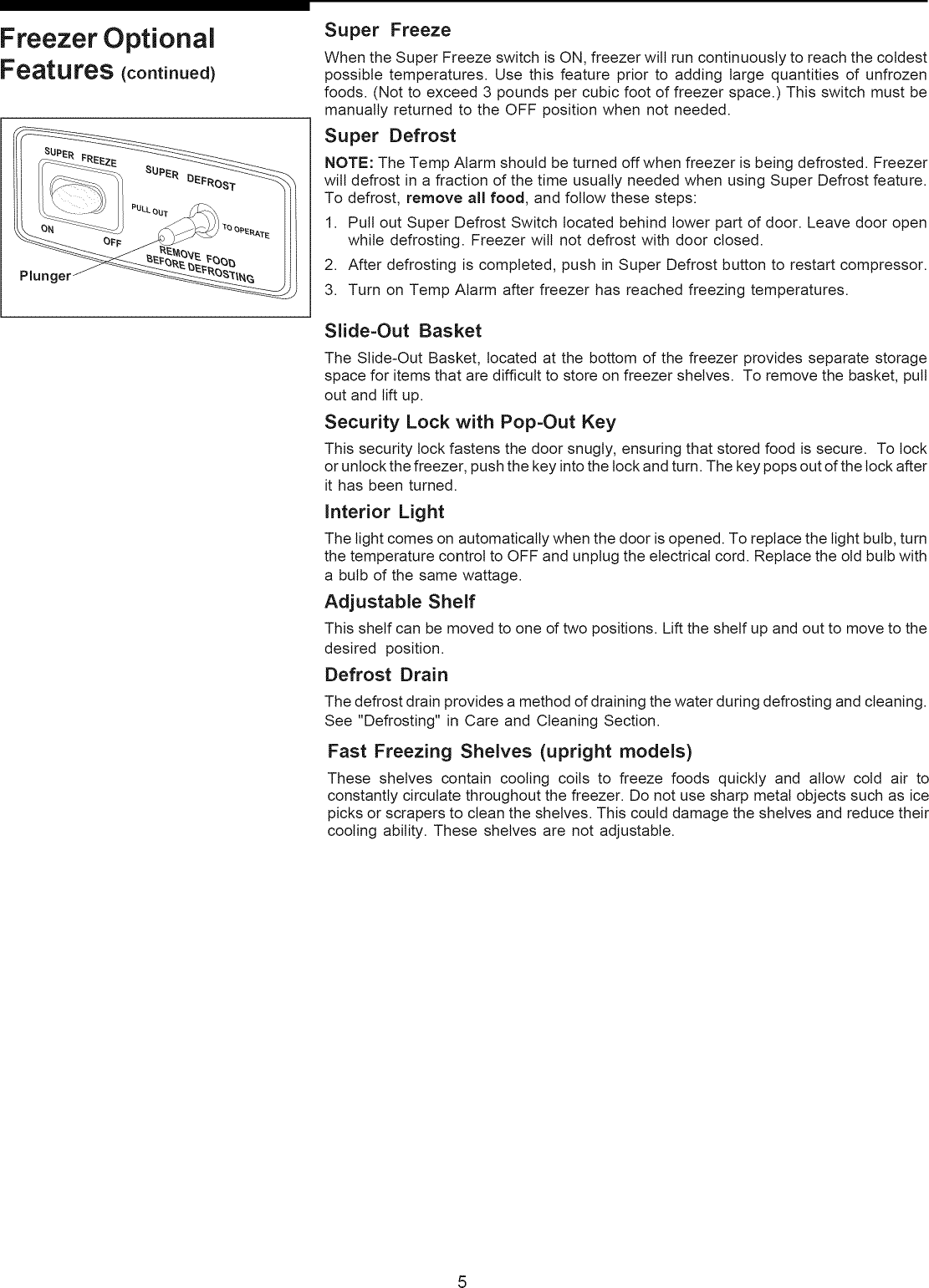 Page 5 of 9 - CROSLEY  Upright Freezer Manual L0812640