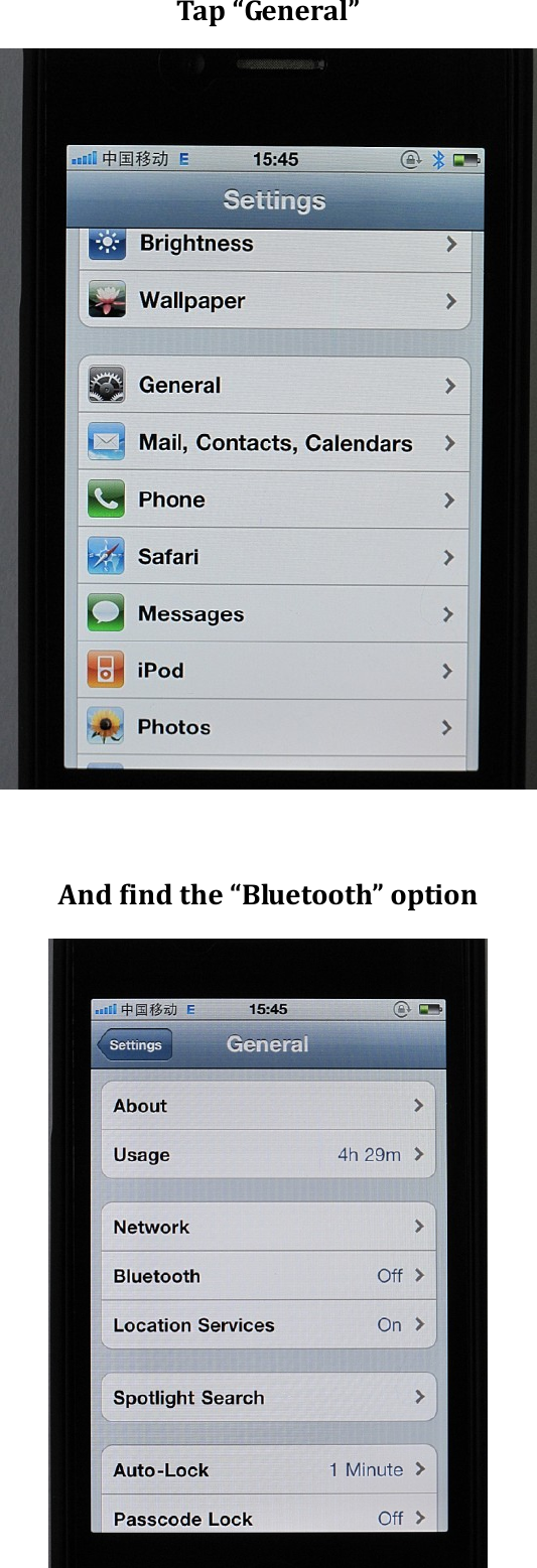 Tap “General”     And find the “Bluetooth” option  