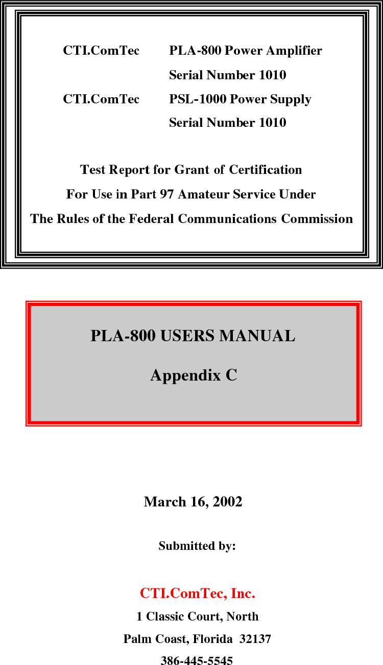 APPENDIX CCOPY OF SETUP AND OPERATING INSTRUCTIONS