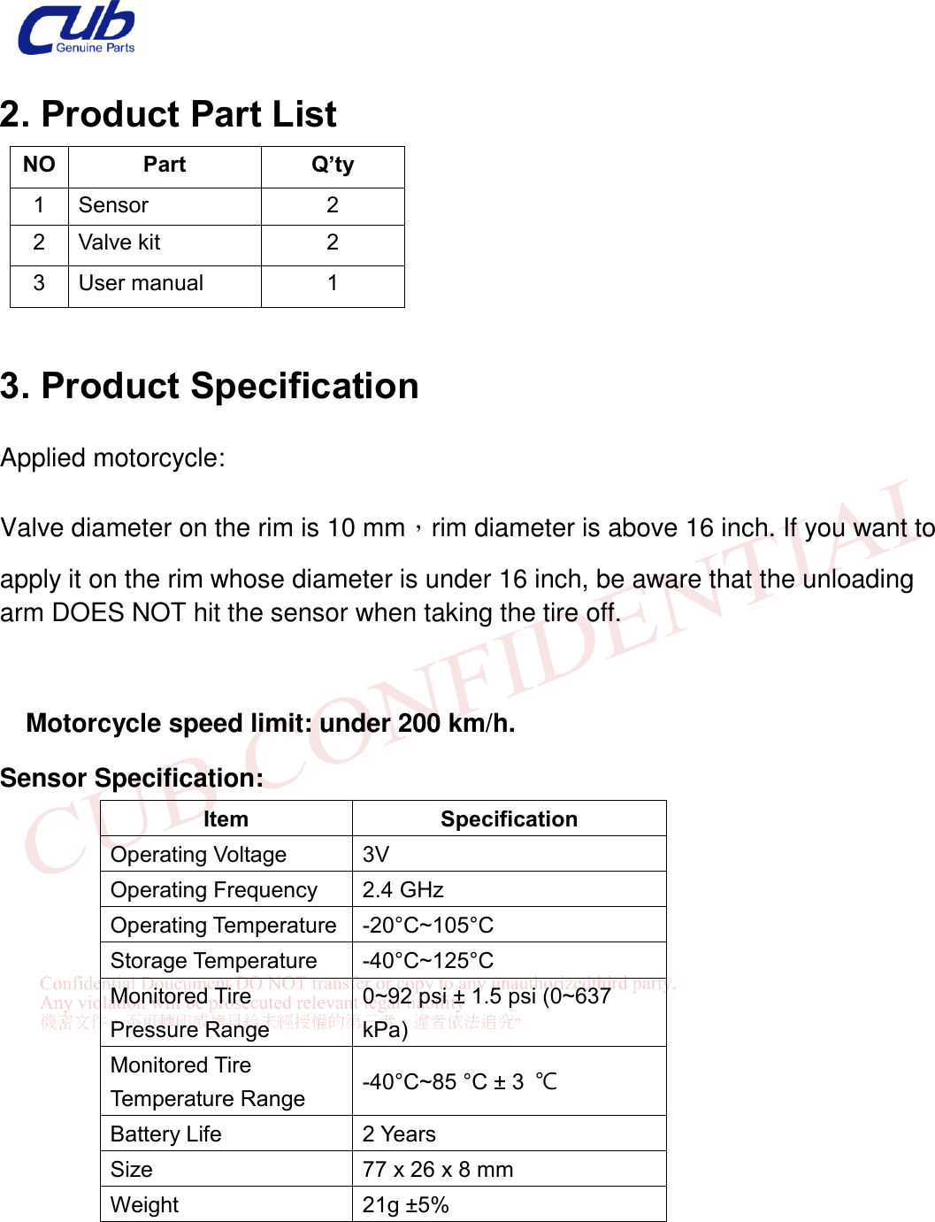 Page 4 of CUB ELECPARTS BLESENSOR1 BLE Sensor 1 User Manual 