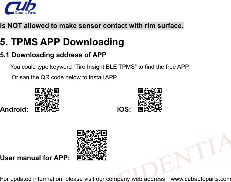 Page 7 of CUB ELECPARTS BLESENSOR1 BLE Sensor 1 User Manual 