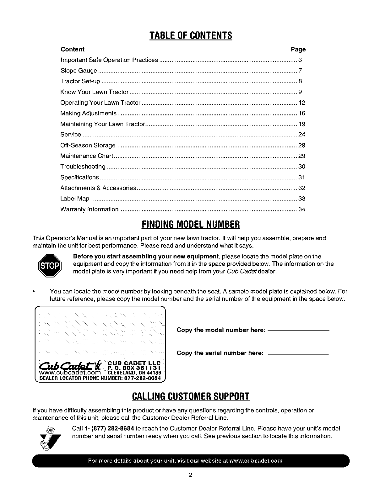 cub cadet serial number stickers