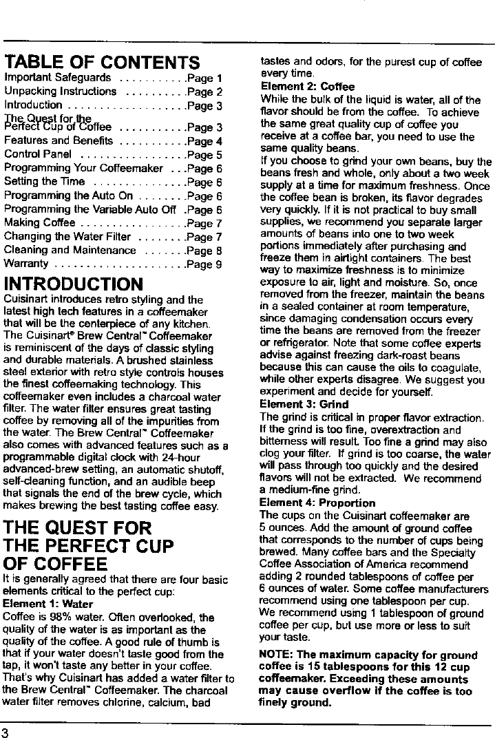 Page 4 of 12 - CUISINART  Coffee/Tea Maker Manual L0701001