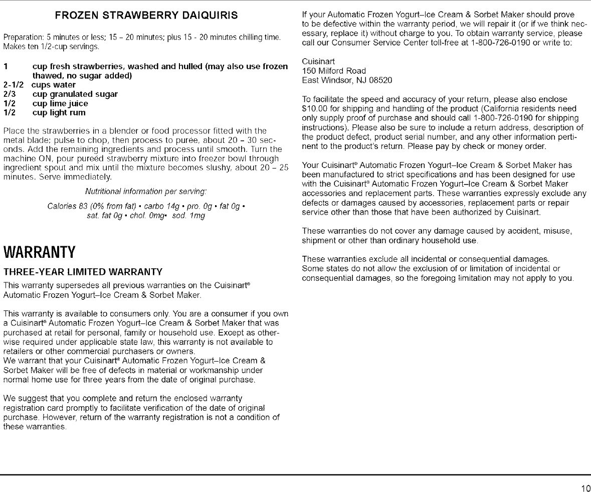 Page 11 of 12 - CUISINART  Yogurt Maker Manual L0804189