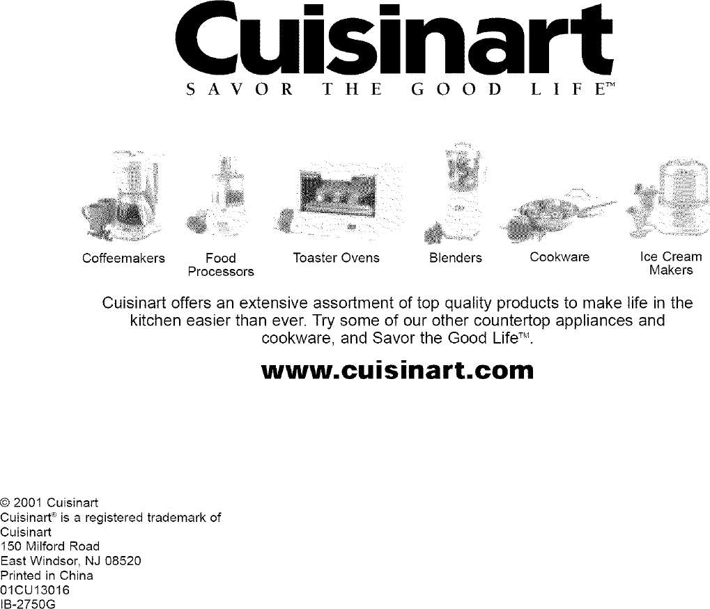 Page 12 of 12 - CUISINART  Yogurt Maker Manual L0804189