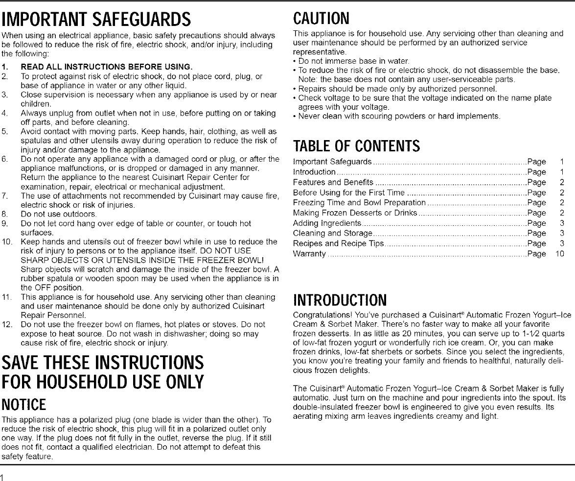 Page 2 of 12 - CUISINART  Yogurt Maker Manual L0804189