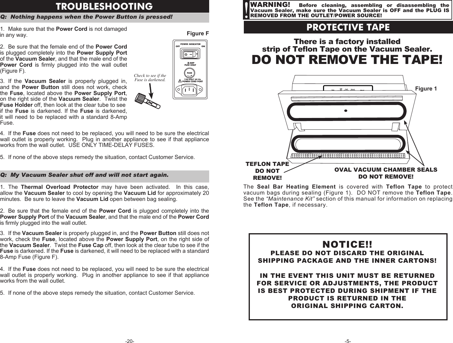 Page 5 of 12 - Cabelas Cabelas-Pro-Series-Vacuum-Sealer-08-0601-C-Users-Manual-  Cabelas-pro-series-vacuum-sealer-08-0601-c-users-manual