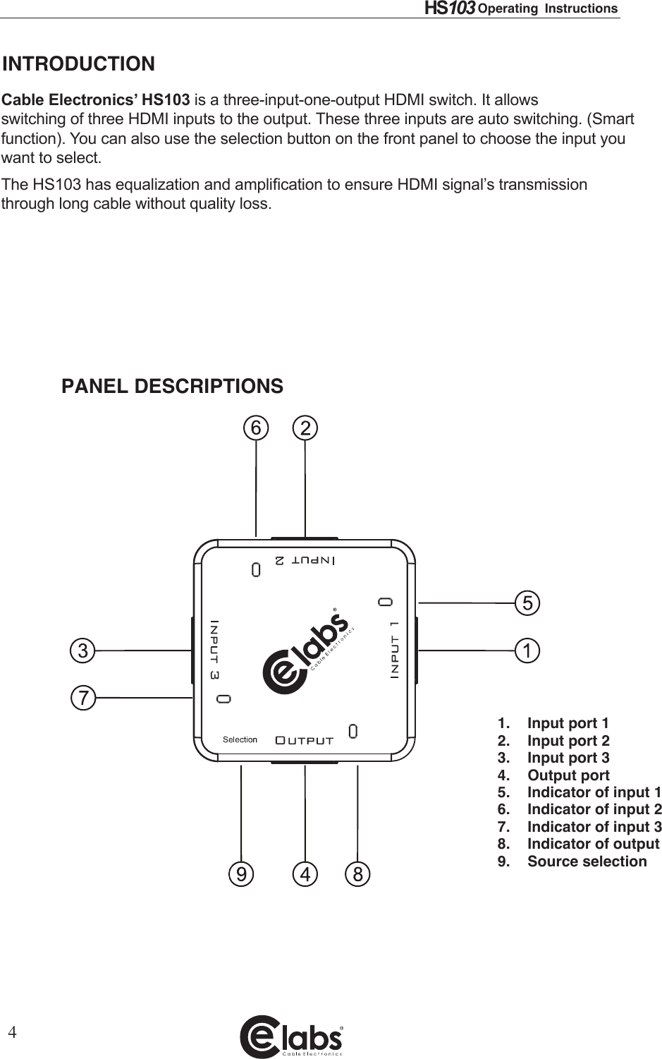 Page 4 of 7 - Cable-Electronics Cable-Electronics-E-Labs-Hs103-Users-Manual-  Cable-electronics-e-labs-hs103-users-manual