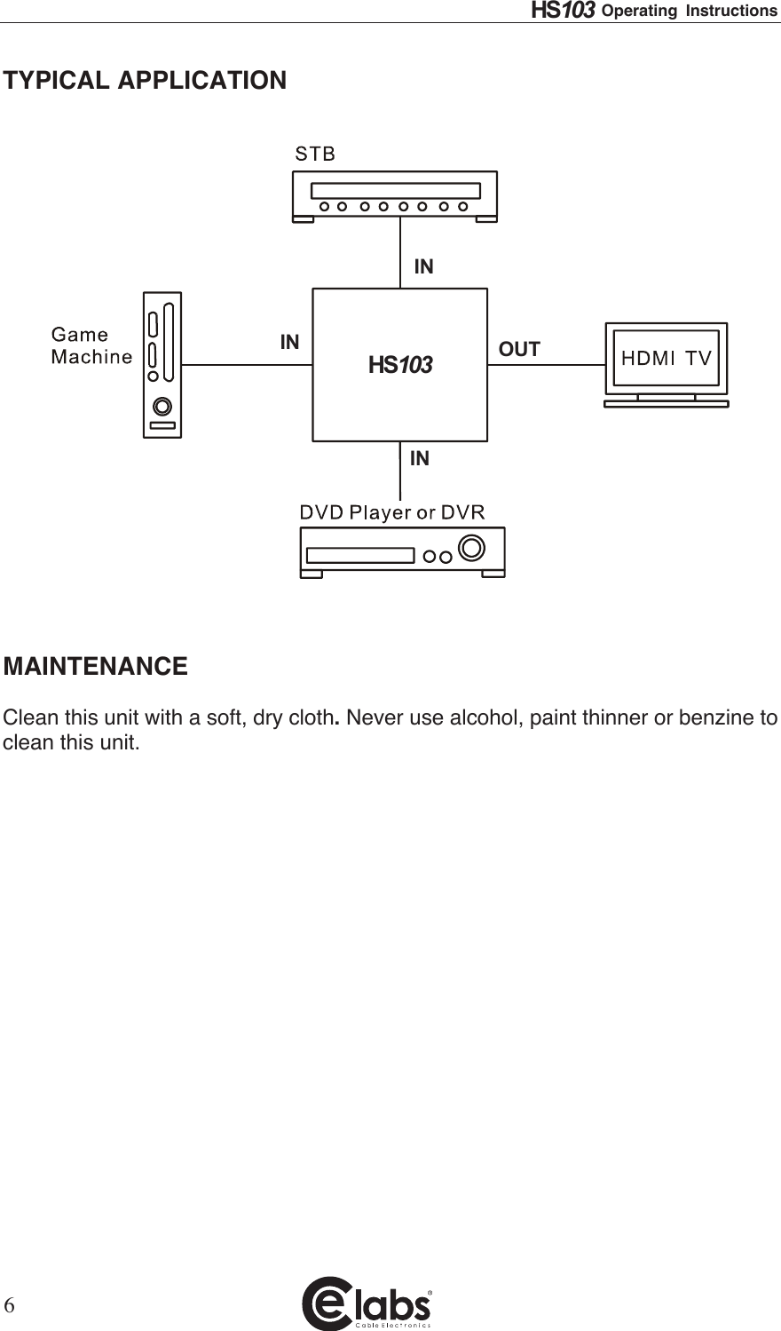 Page 6 of 7 - Cable-Electronics Cable-Electronics-E-Labs-Hs103-Users-Manual-  Cable-electronics-e-labs-hs103-users-manual