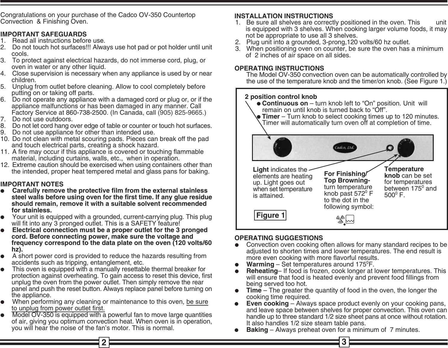 Cadco Ov 350 Users Manual RV03.FH10