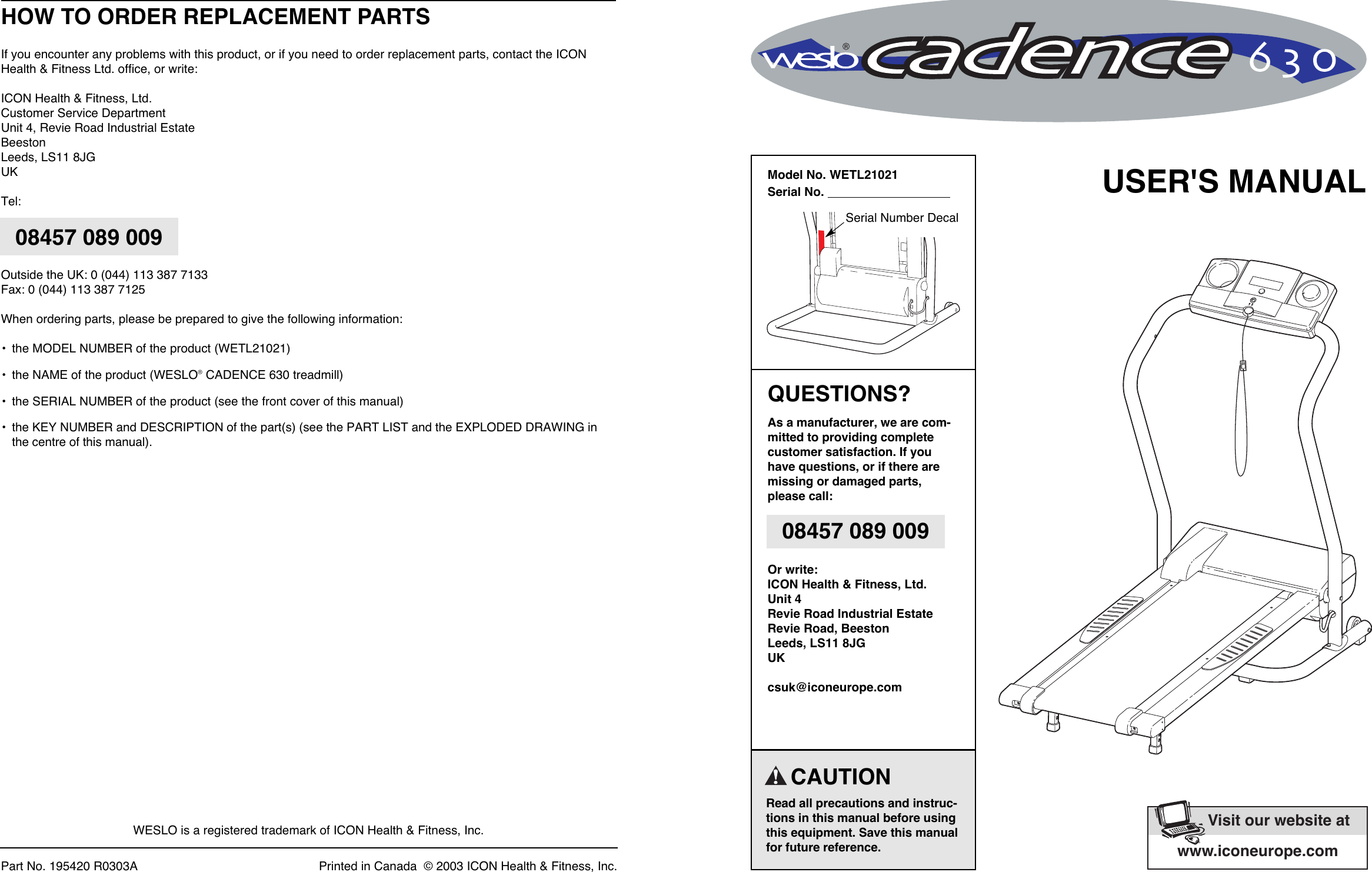 Weslo Cadence 630 2025