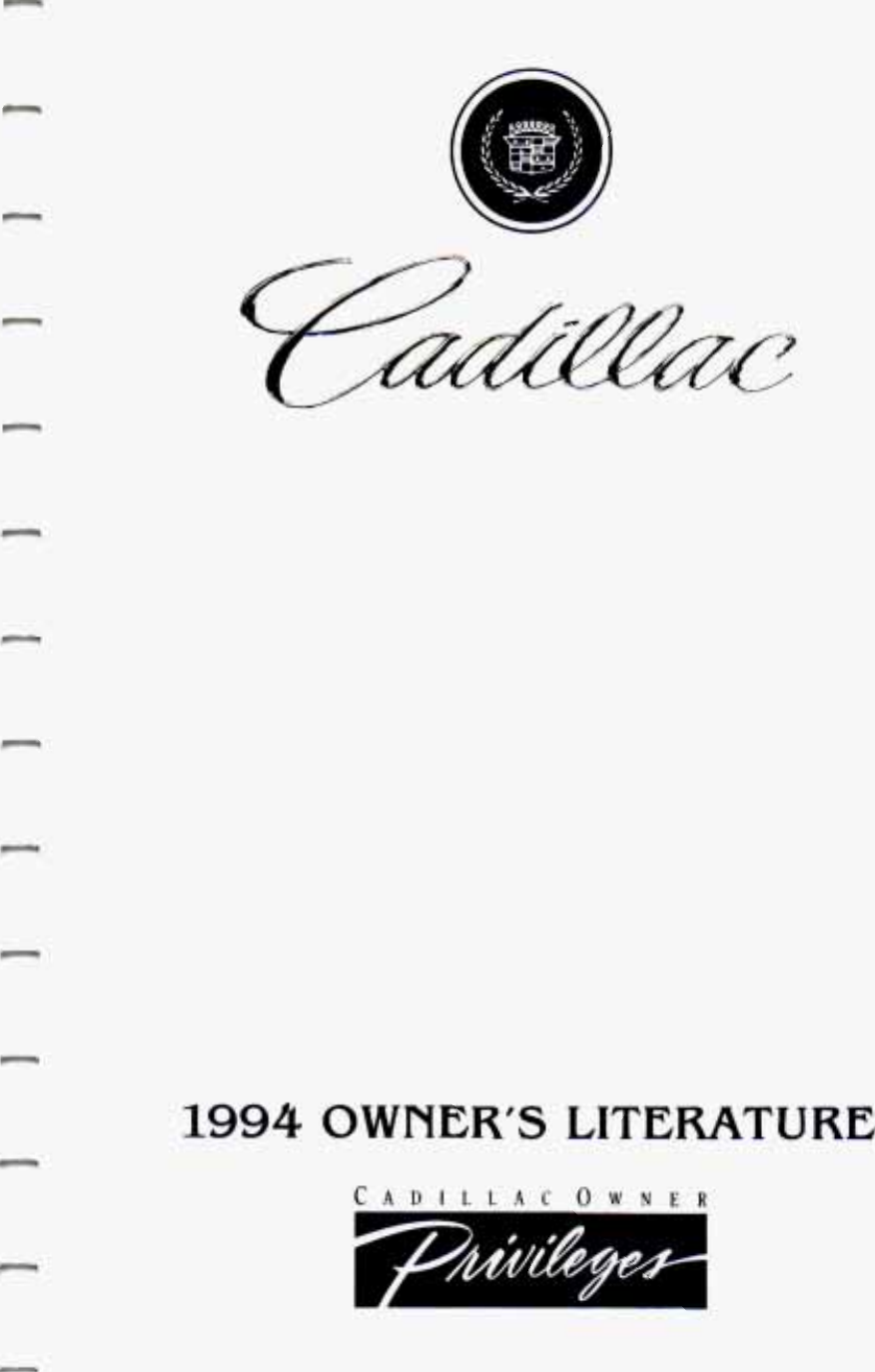 Cadillac 1994 Deville Owners Manual Owner's