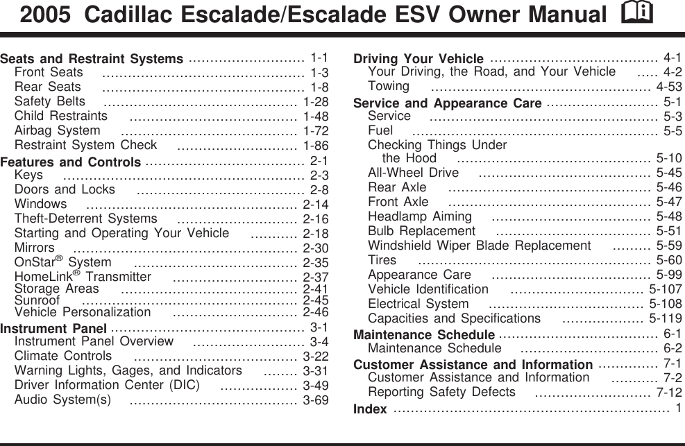 2023 Escalade Owners Manual