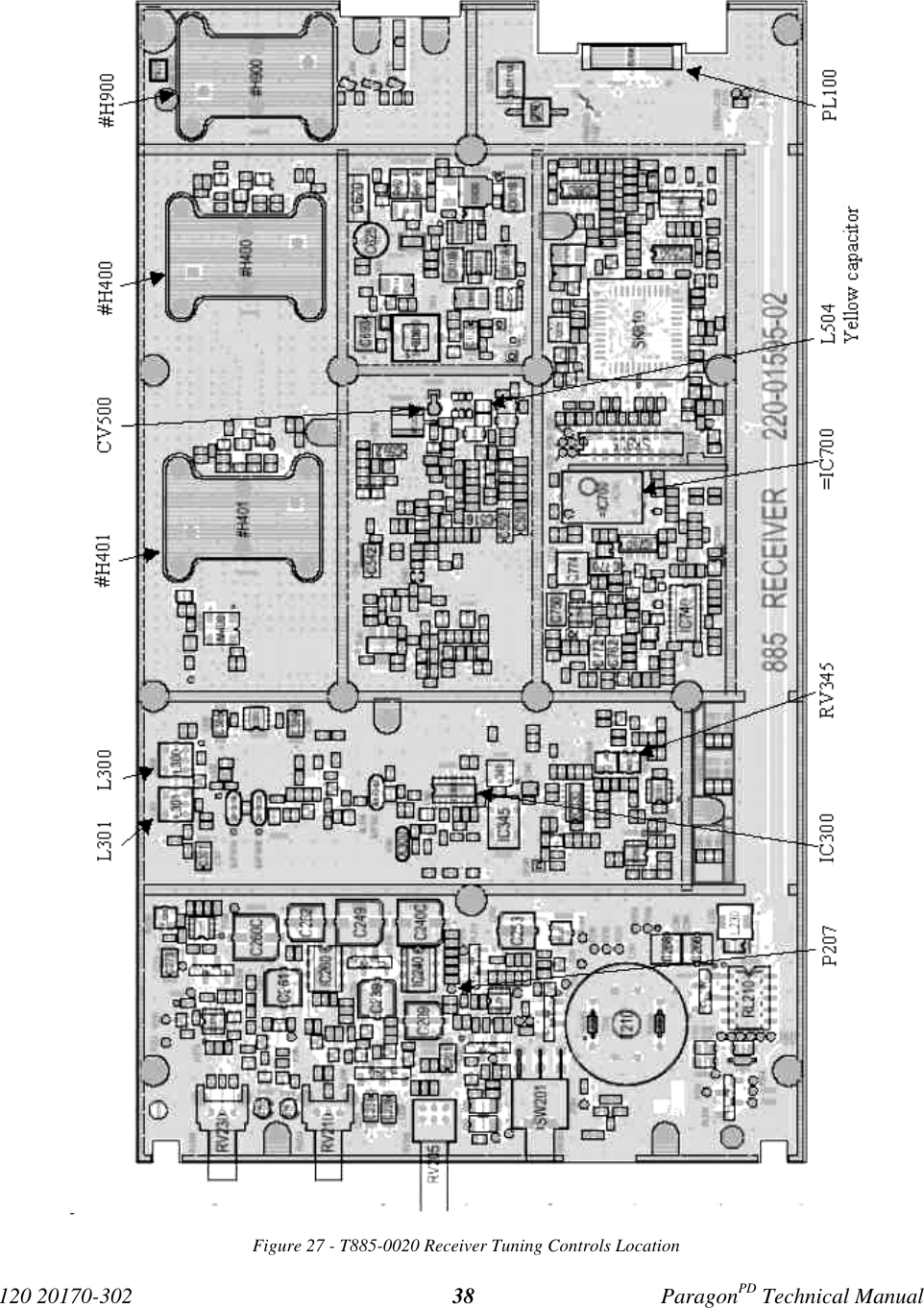 120 20170-302 ParagonPD Technical Manual38- Figure 27 - T885-0020 Receiver Tuning Controls Location