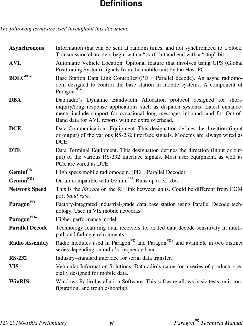 Page 6 of CalAmp Wireless Network BDD4T881S2 ParagonPD User Manual Parg PD  T100a Prelim