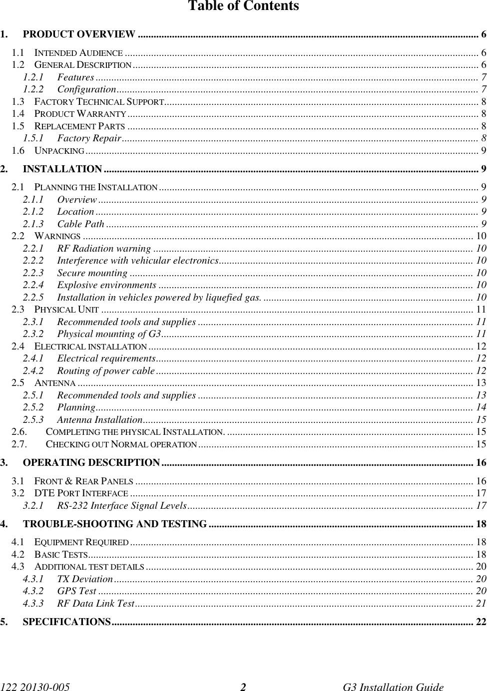Page 2 of CalAmp Wireless Network GPD9 Gemini User Manual G3 i005 FCC CP2
