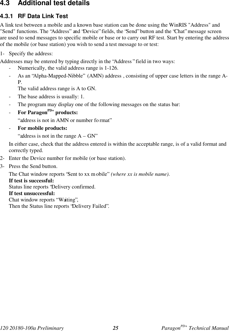 Page 32 of CalAmp Wireless Networks BDD4T85-1 Paragon/PD User Manual Parg PD  T100a Prelim