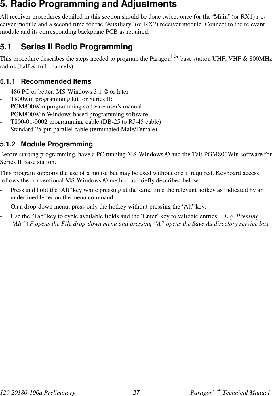 Page 34 of CalAmp Wireless Networks BDD4T85-1 Paragon/PD User Manual Parg PD  T100a Prelim