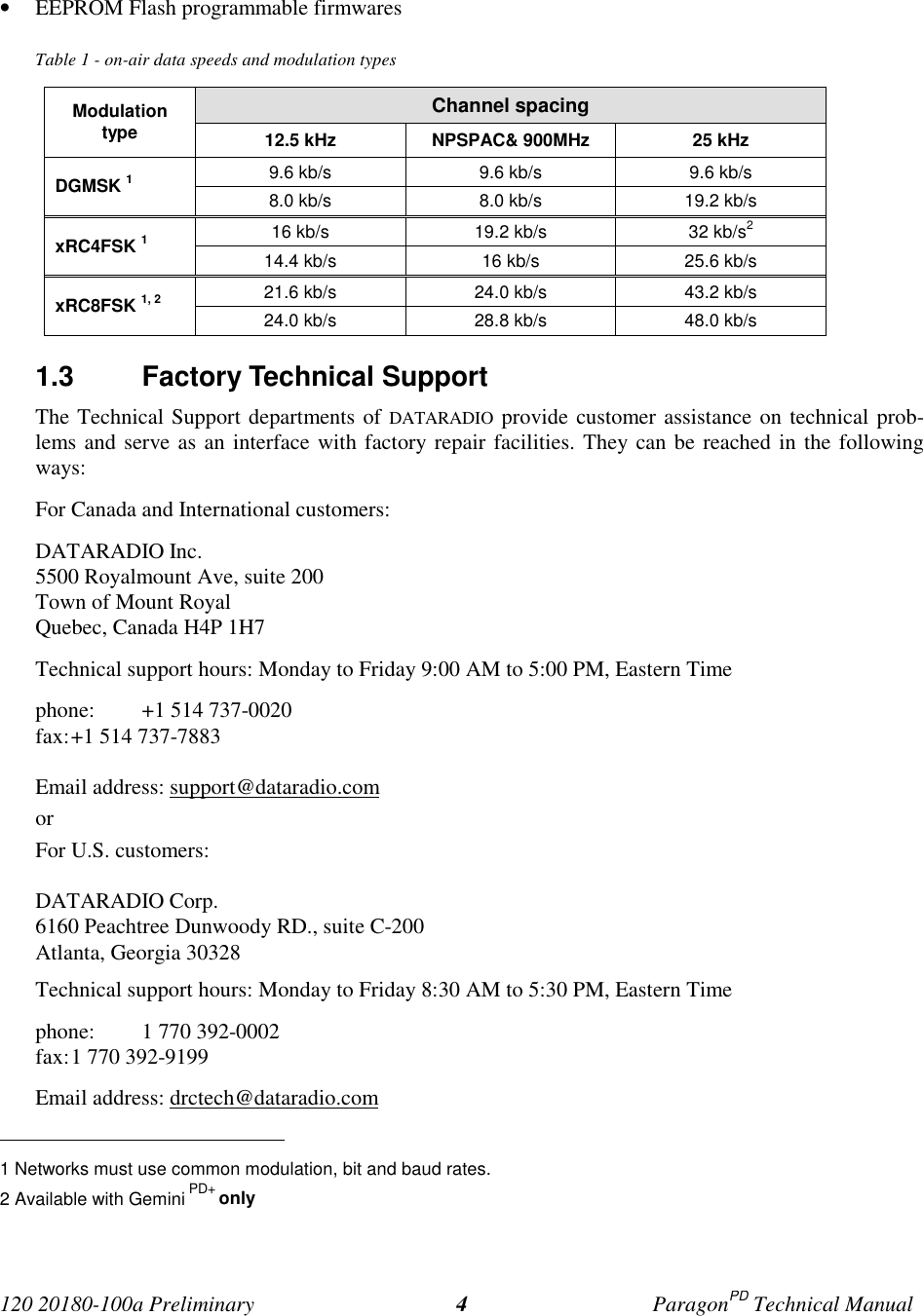 Page 8 of CalAmp Wireless Networks BDD4T85-1 Paragon/PD User Manual Parg PD  T100a Prelim