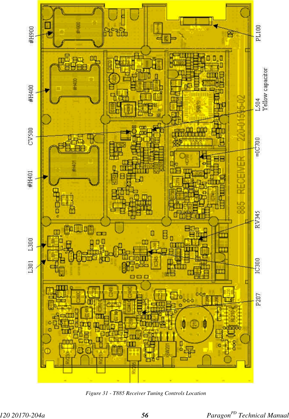 120 20170-204a ParagonPD Technical Manual56Figure 31 - T885 Receiver Tuning Controls Location