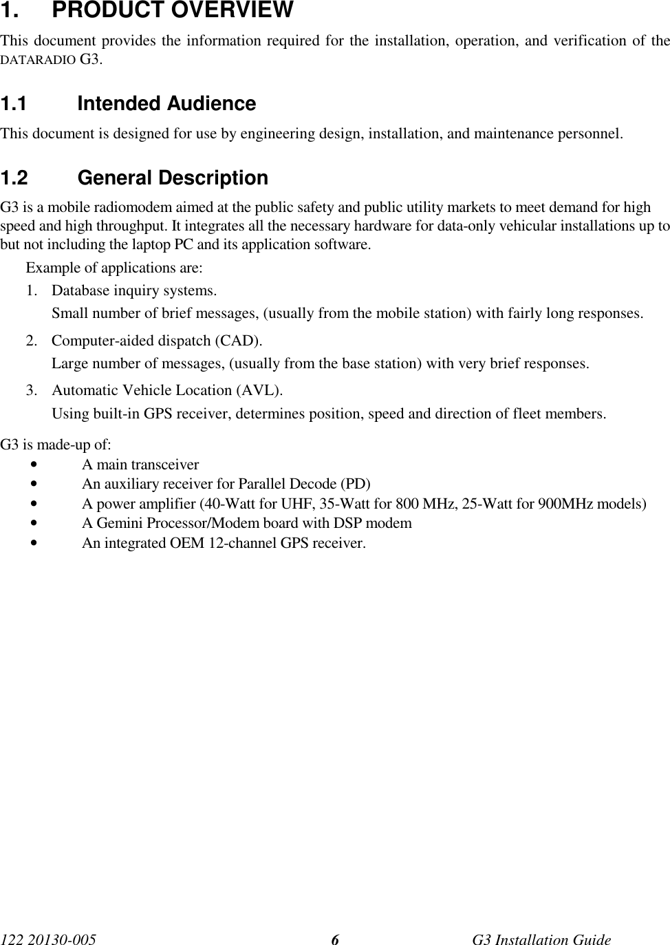 Page 6 of CalAmp Wireless Networks GPD9 Gemini User Manual G3 i005 FCC CP2