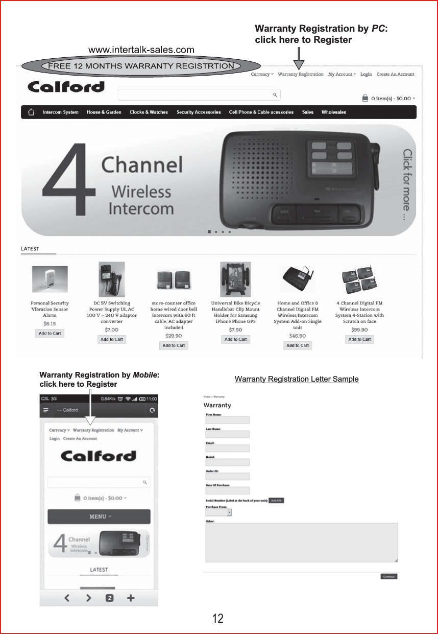 Warranty Registration by PC:  click here to RegisterWarranty Registration Letter Sample  Warranty Registration by Mobile:  click here to Register12