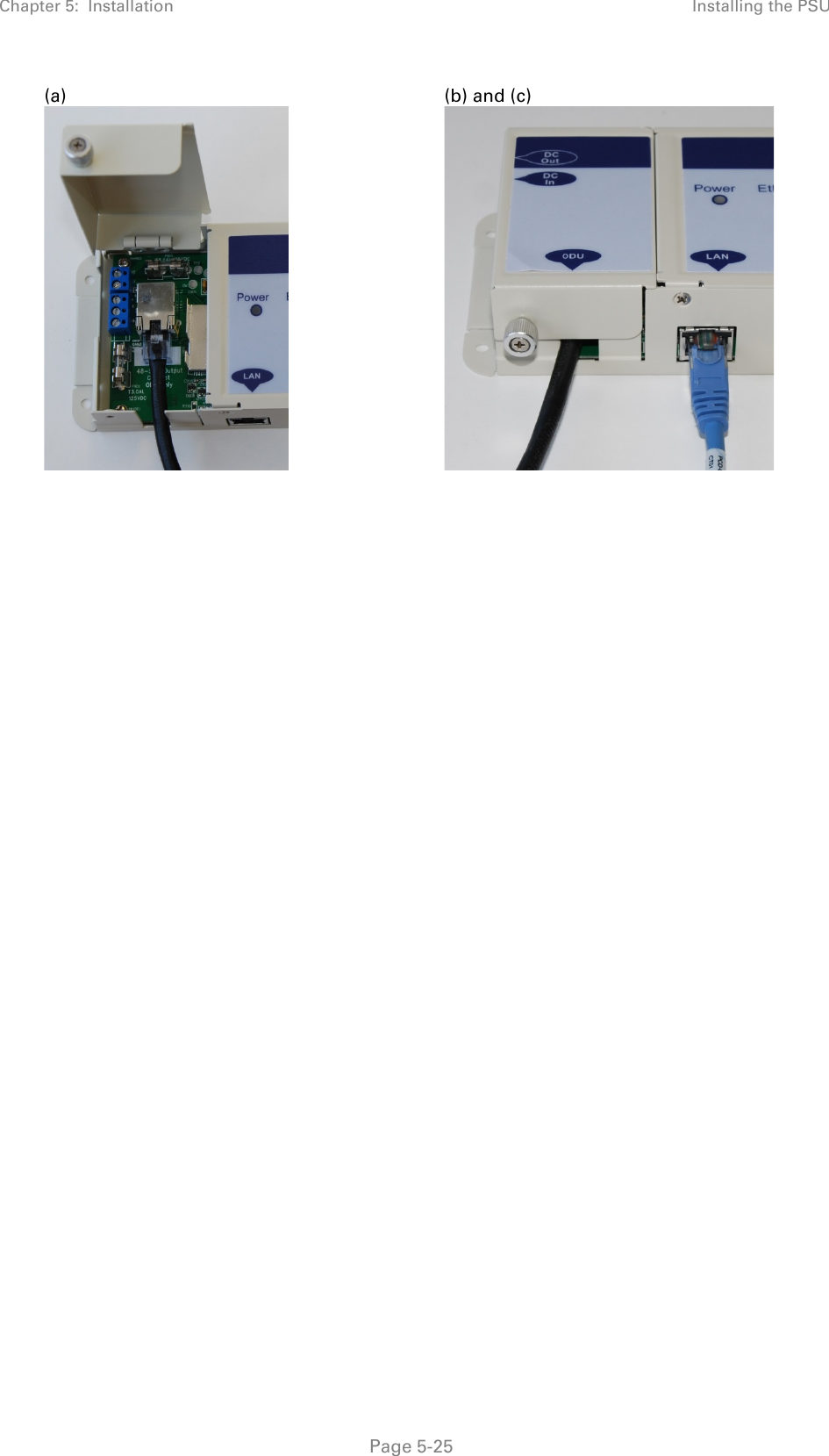 Chapter 5:  Installation Installing the PSU   (a)  (b) and (c)     Page 5-25 