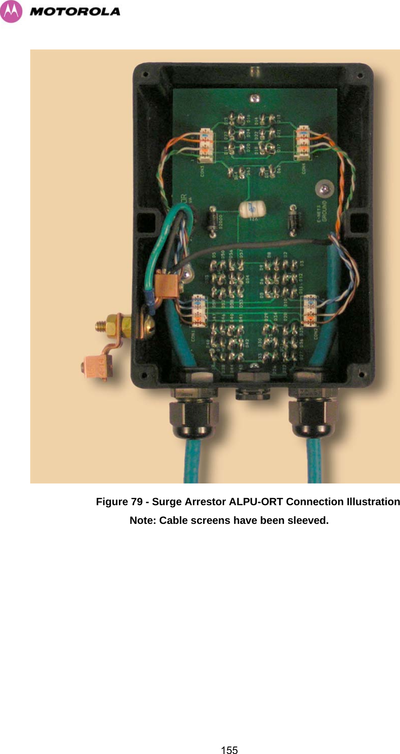   155 Figure 79 - Surge Arrestor ALPU-ORT Connection Illustration Note: Cable screens have been sleeved. 