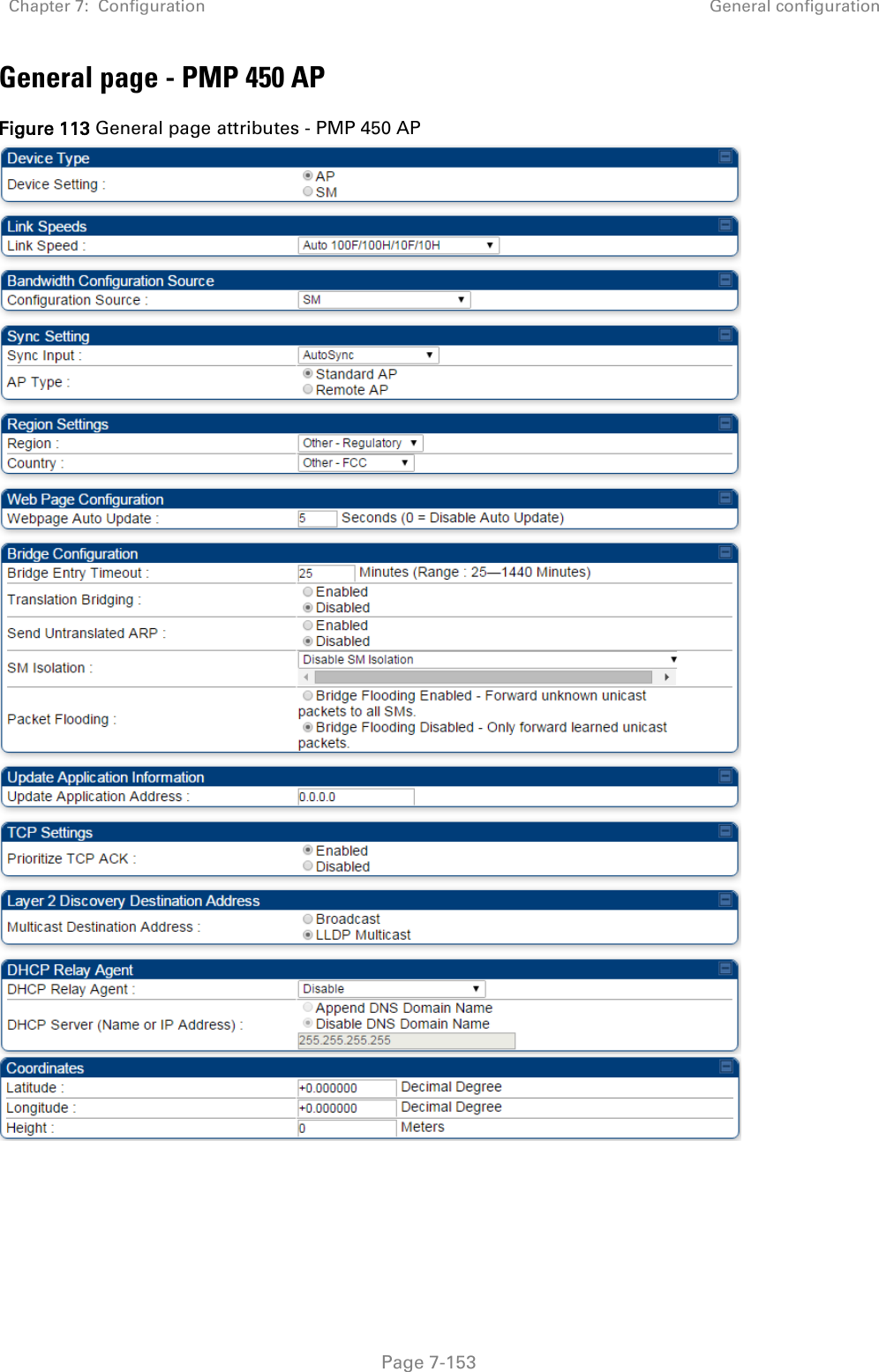 Chapter 7:  Configuration General configuration   Page 7-153 General page - PMP 450 AP Figure 113 General page attributes - PMP 450 AP   