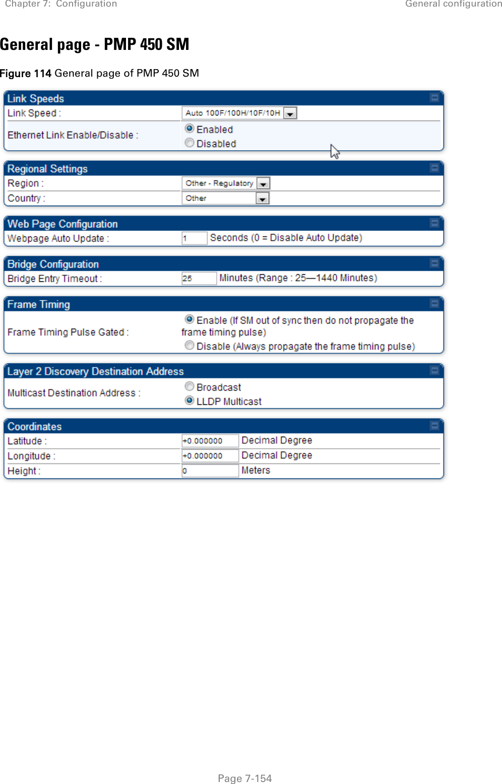 Chapter 7:  Configuration General configuration   Page 7-154 General page - PMP 450 SM Figure 114 General page of PMP 450 SM   