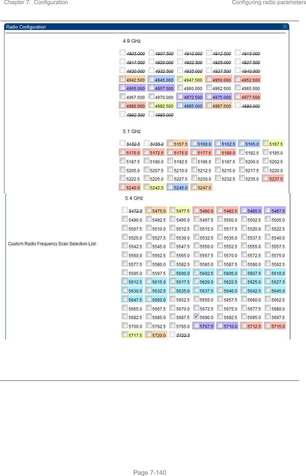 Chapter 7:  Configuration  Configuring radio parameters   Page 7-140 