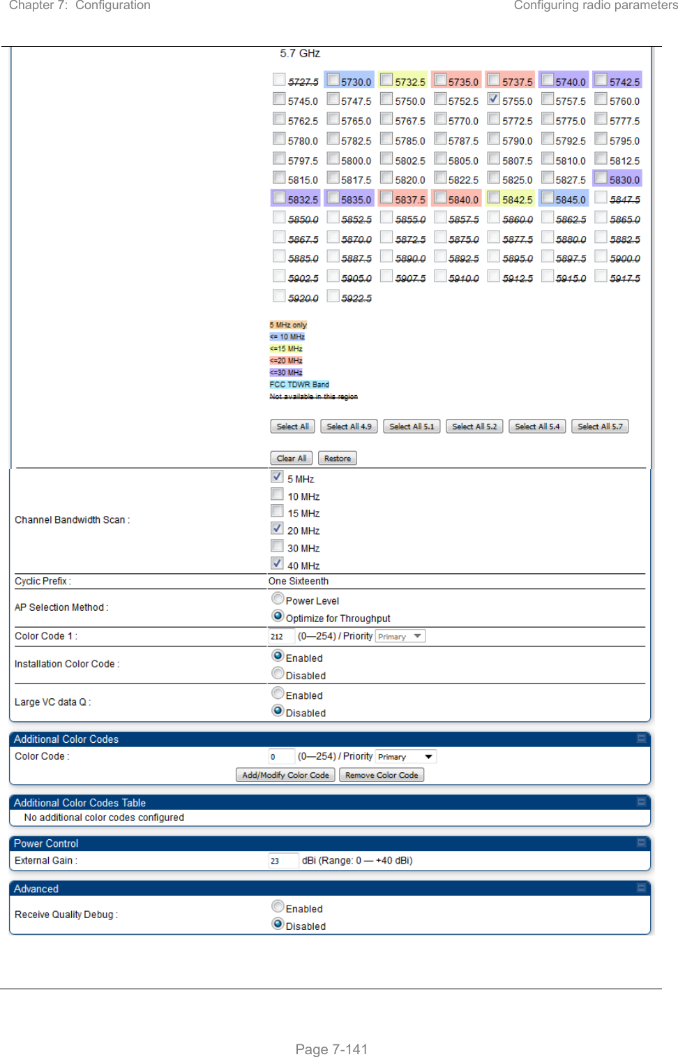 Chapter 7:  Configuration  Configuring radio parameters   Page 7-141   