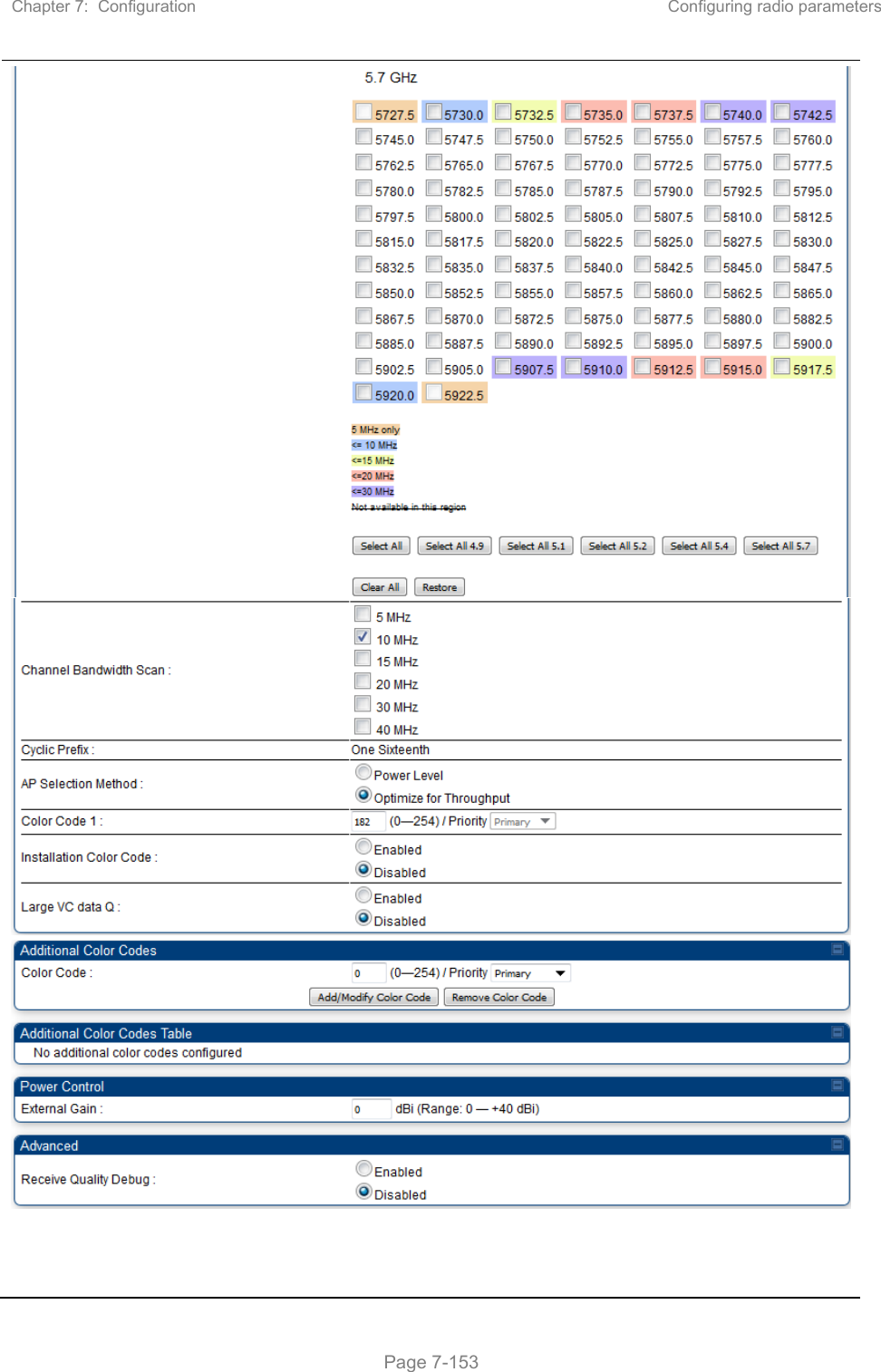 Chapter 7:  Configuration  Configuring radio parameters   Page 7-153 