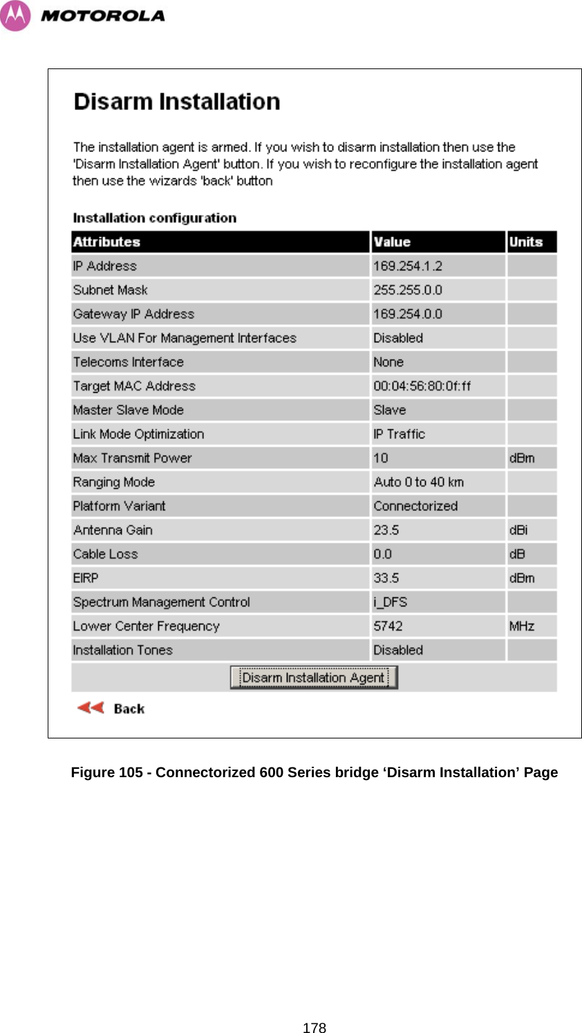   178 Figure 105 - Connectorized 600 Series bridge ‘Disarm Installation’ Page 